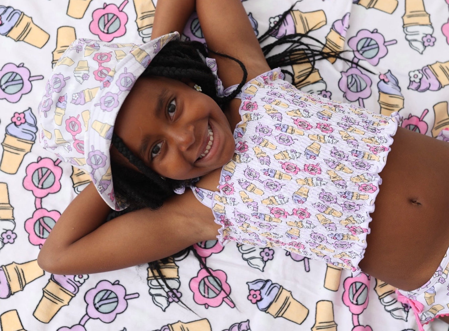 SWEET SUMMER DREAM SMOCKED TANKINI TWO PIECE SWIM SUIT