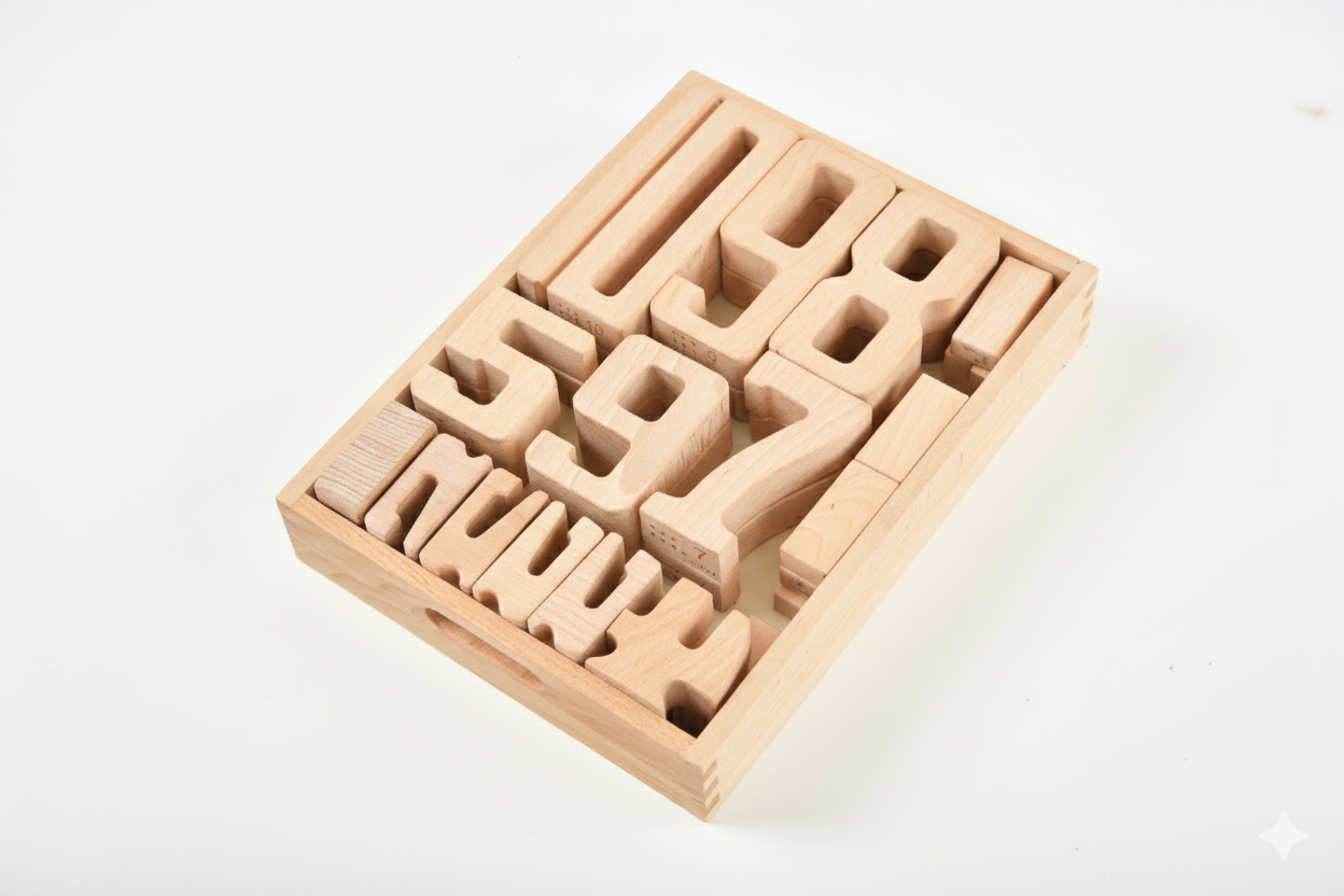 Montessori Wooden Number Height Blocks – Self-Correcting Math Learning Set
