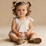 Organic Tie Shoulder Bubble Romper - Spring Weave