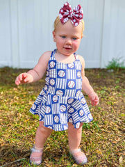 Baseball skirted romper