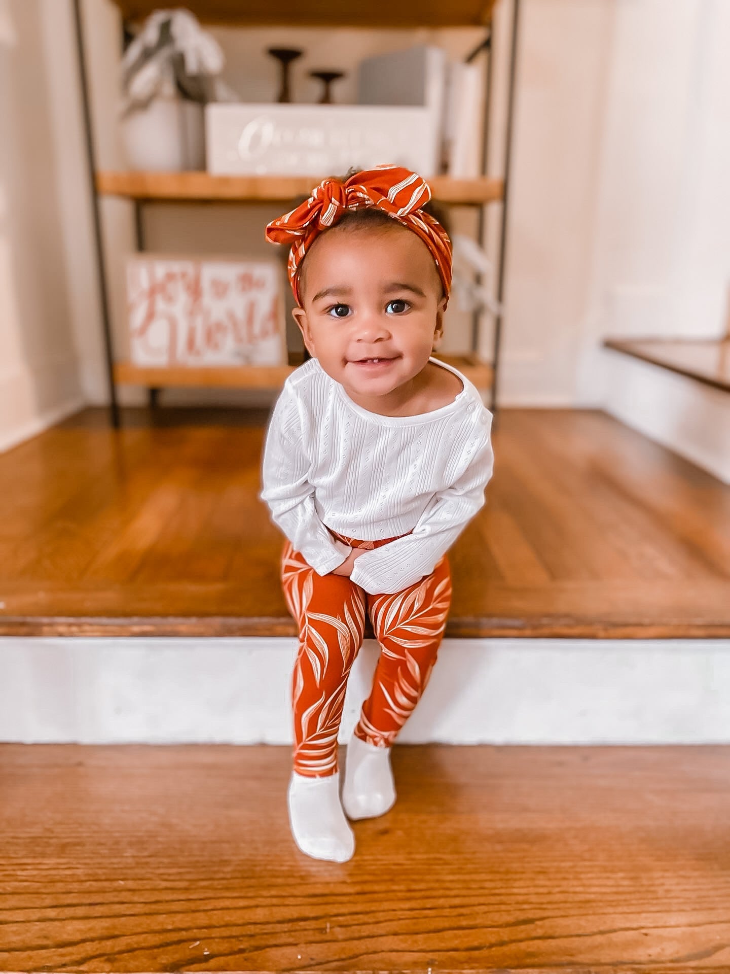 Burnt Orange Pampas Leaves Leggings
