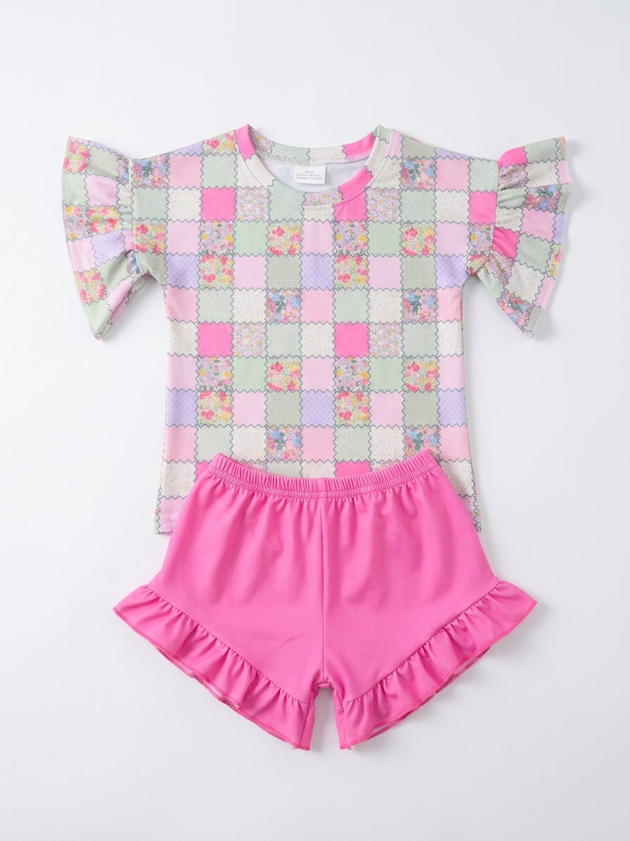 Floral patchwork ruffle set