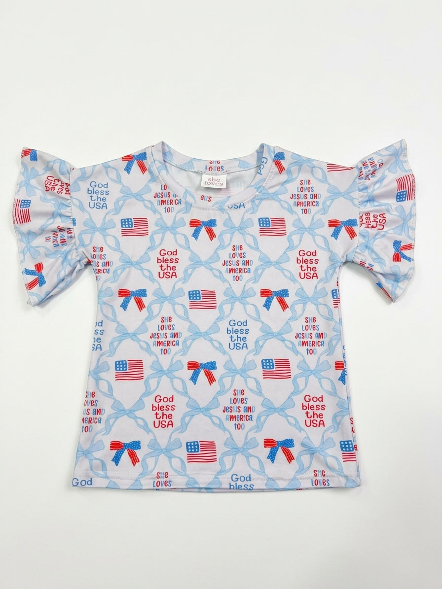 God bless the USA ruffle tee