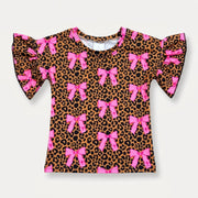 Faith bows leopard ruffle tee