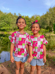 Pink fishing ruffle tee