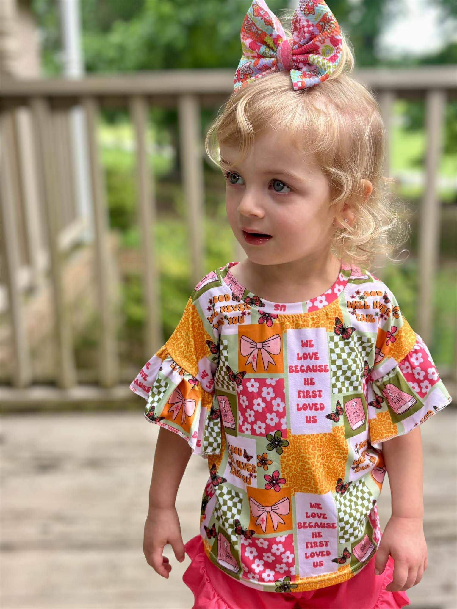 Butterfly faith bows ruffle set