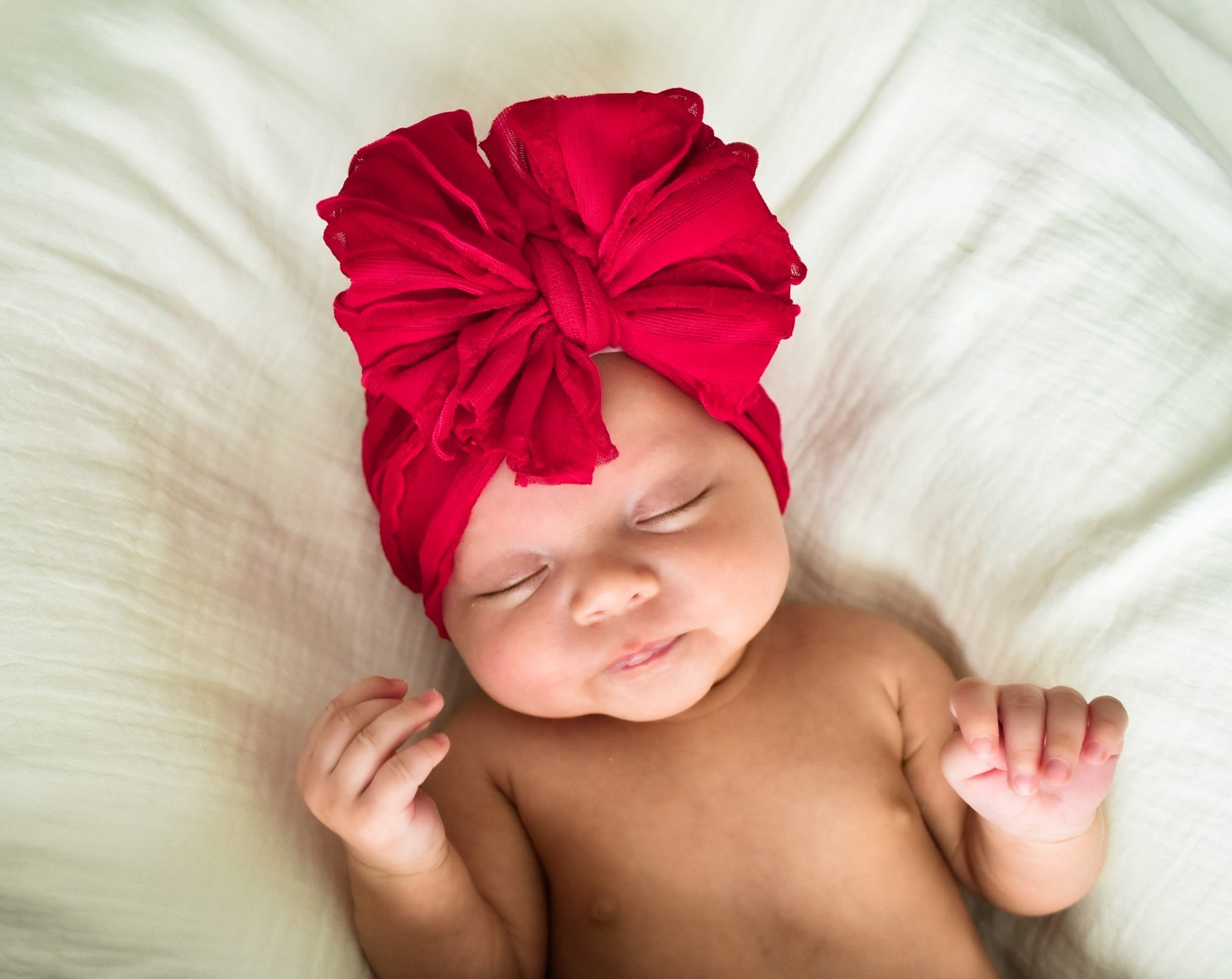 Ruffled Headband-Cranberry
