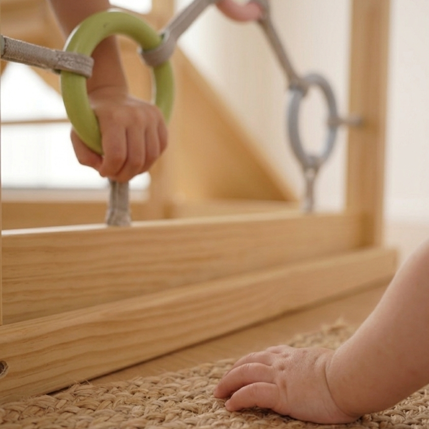 Hawthorn Indoor Playground | 93" Montessori Climbing Gym with Slide & Rope Net