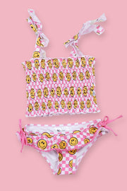 BLUSHIN' CHECKERS DREAM SMOCKED TANKINI TWO PIECE SWIM SUIT