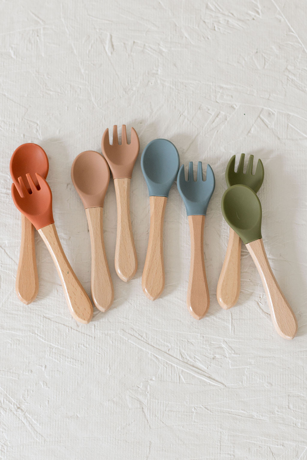 Silicone and Wooden Spoon & Fork Set