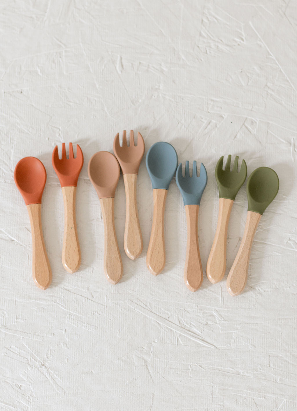 Silicone and Wooden Spoon & Fork Set