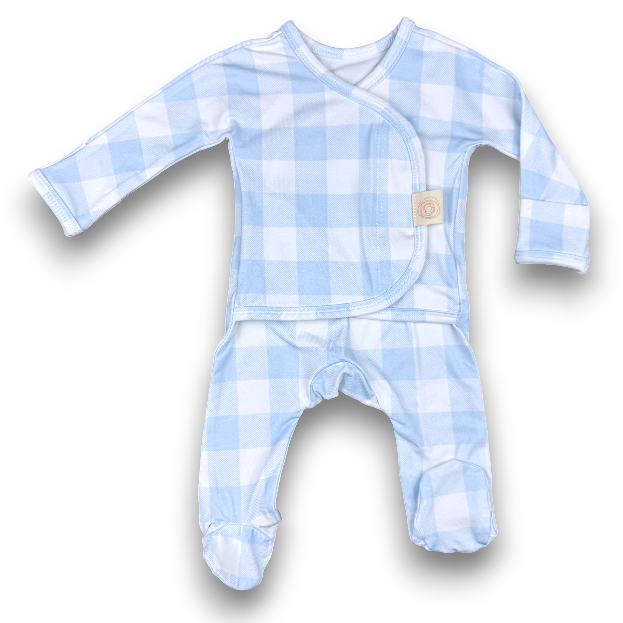 Heart2Heart Skin-to-Skin Onesie Dusty Blue Buffalo Check