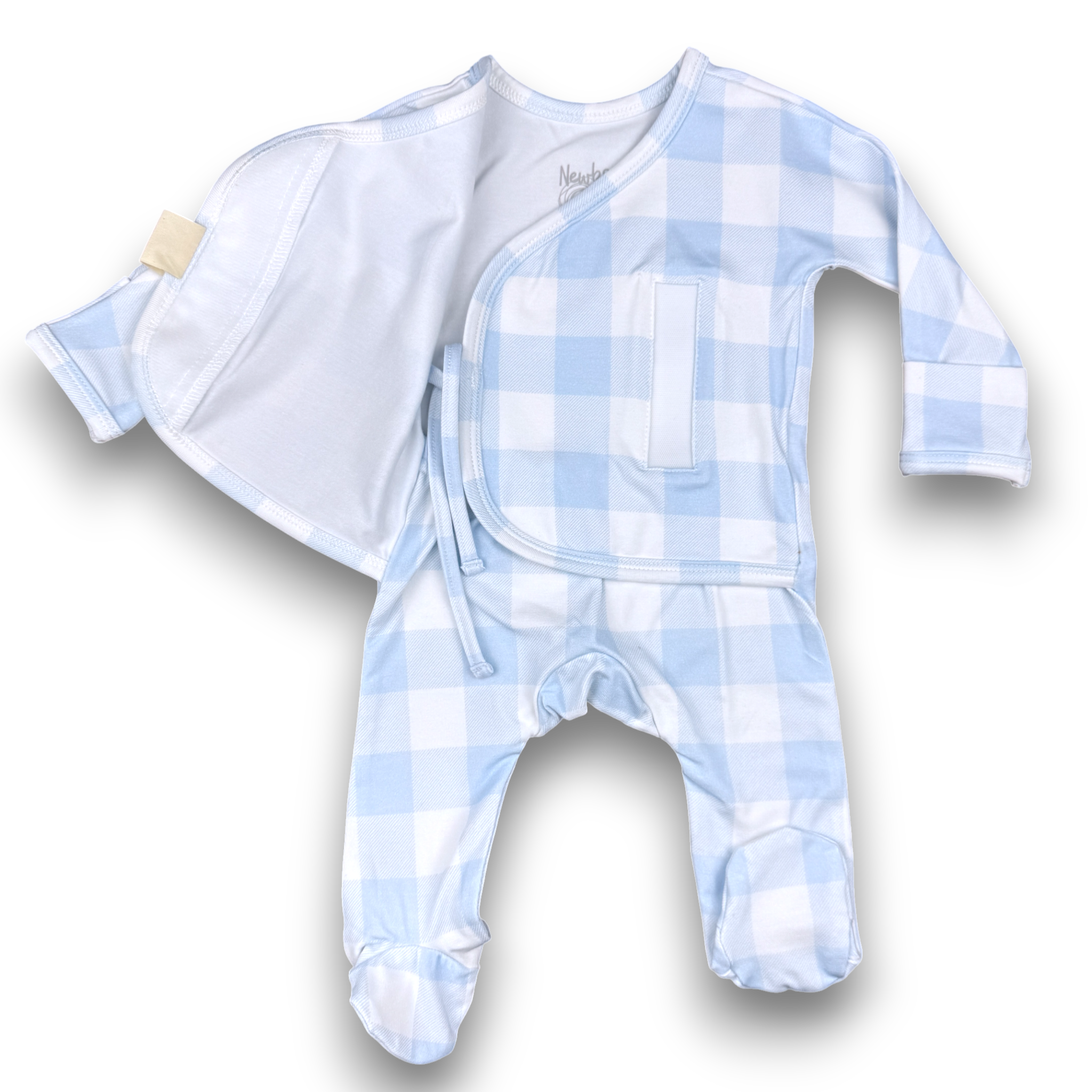Heart2Heart Skin-to-Skin Onesie Dusty Blue Buffalo Check