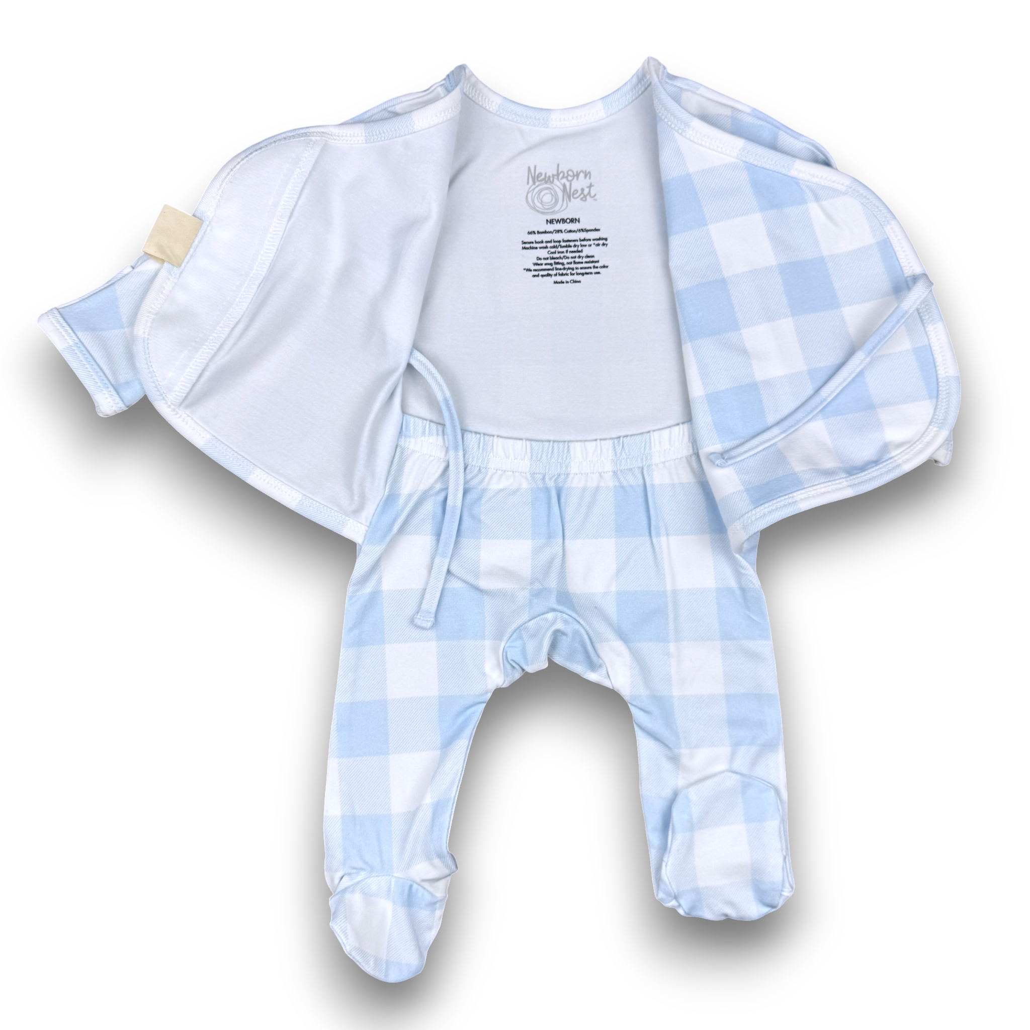 Heart2Heart Skin-to-Skin Onesie Dusty Blue Buffalo Check