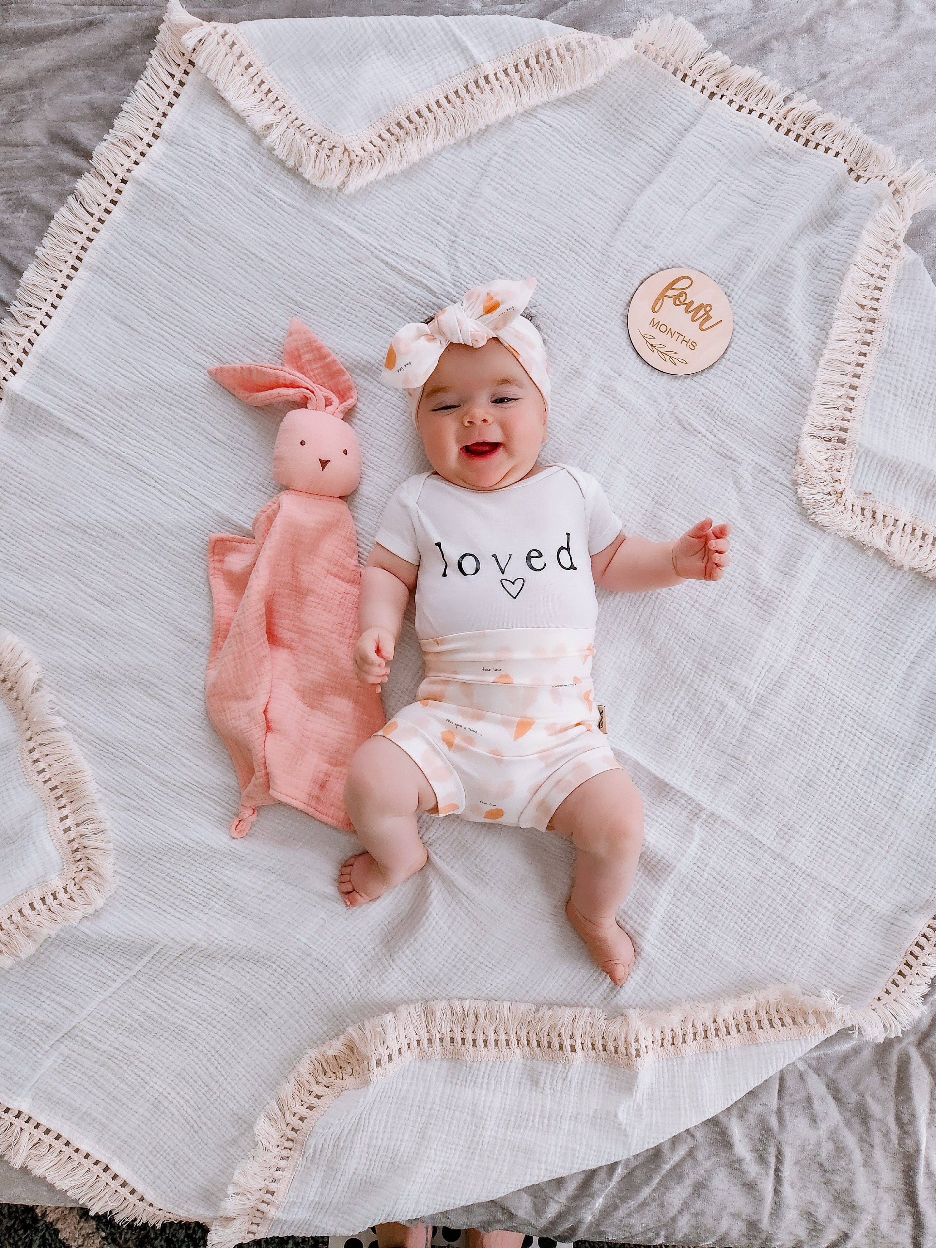 Pastel Pink Hearts on Cream Headbands