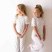 Child Boxy Tee Lounge Set | Checkerboard