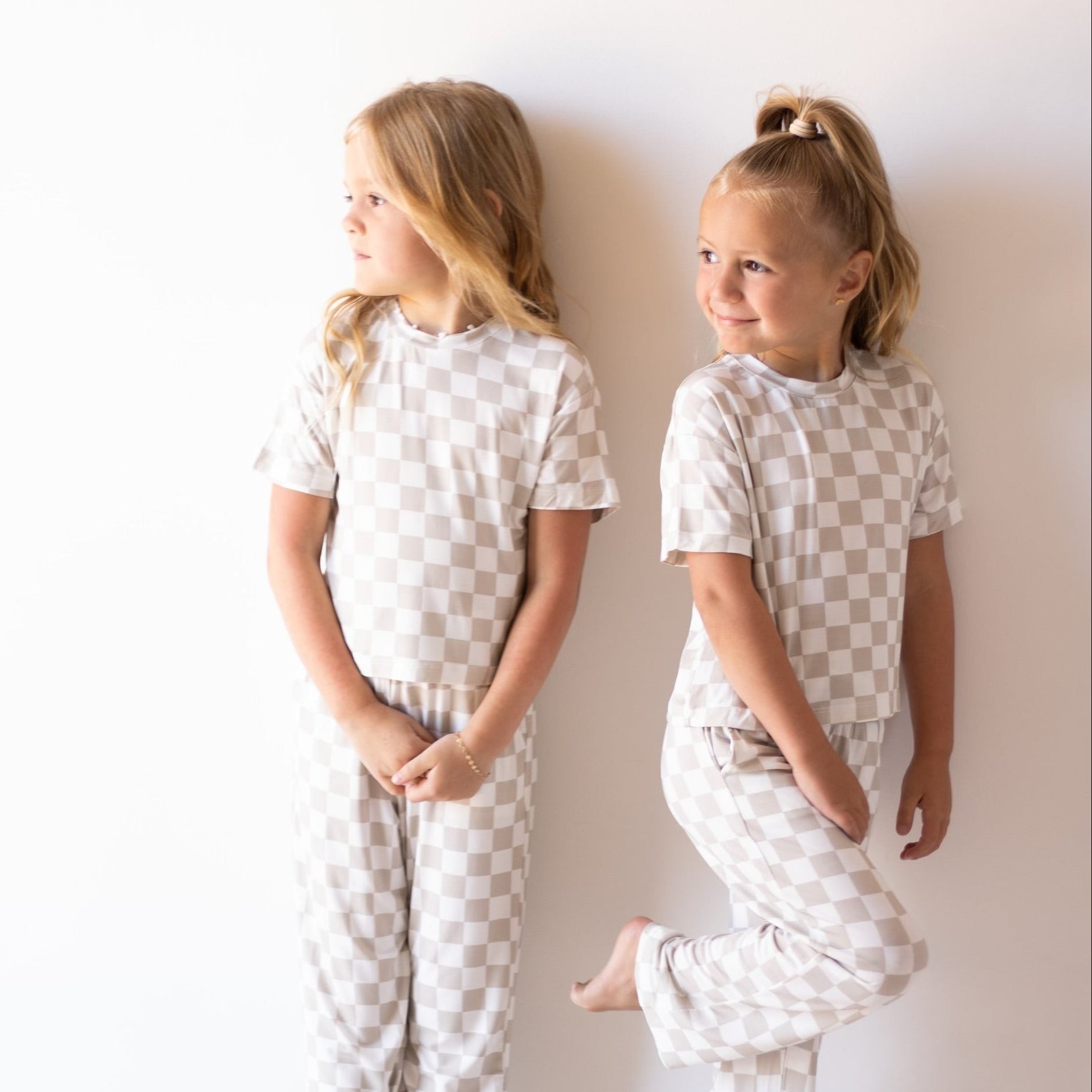 Child Boxy Tee Lounge Set | Checkerboard