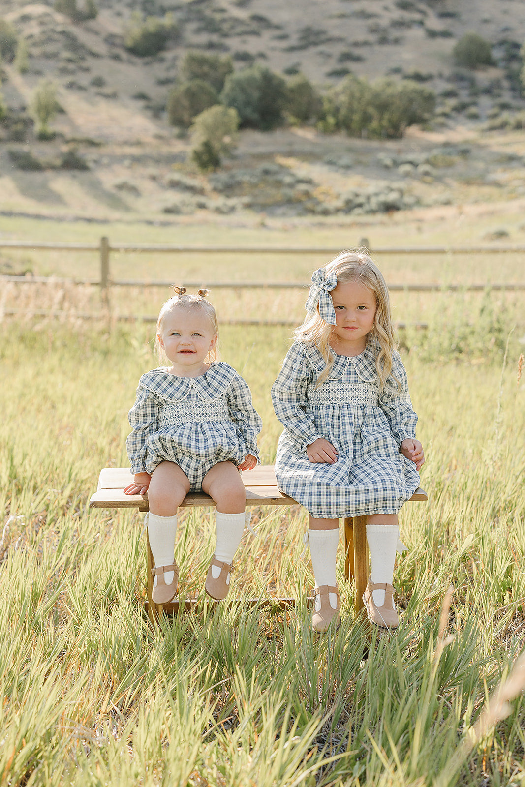 Blue Plaid Ruffle Collar Bubble Romper
