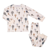 LEHANE | Boys White Ribbed Cotton Air Balloon Pyjamas