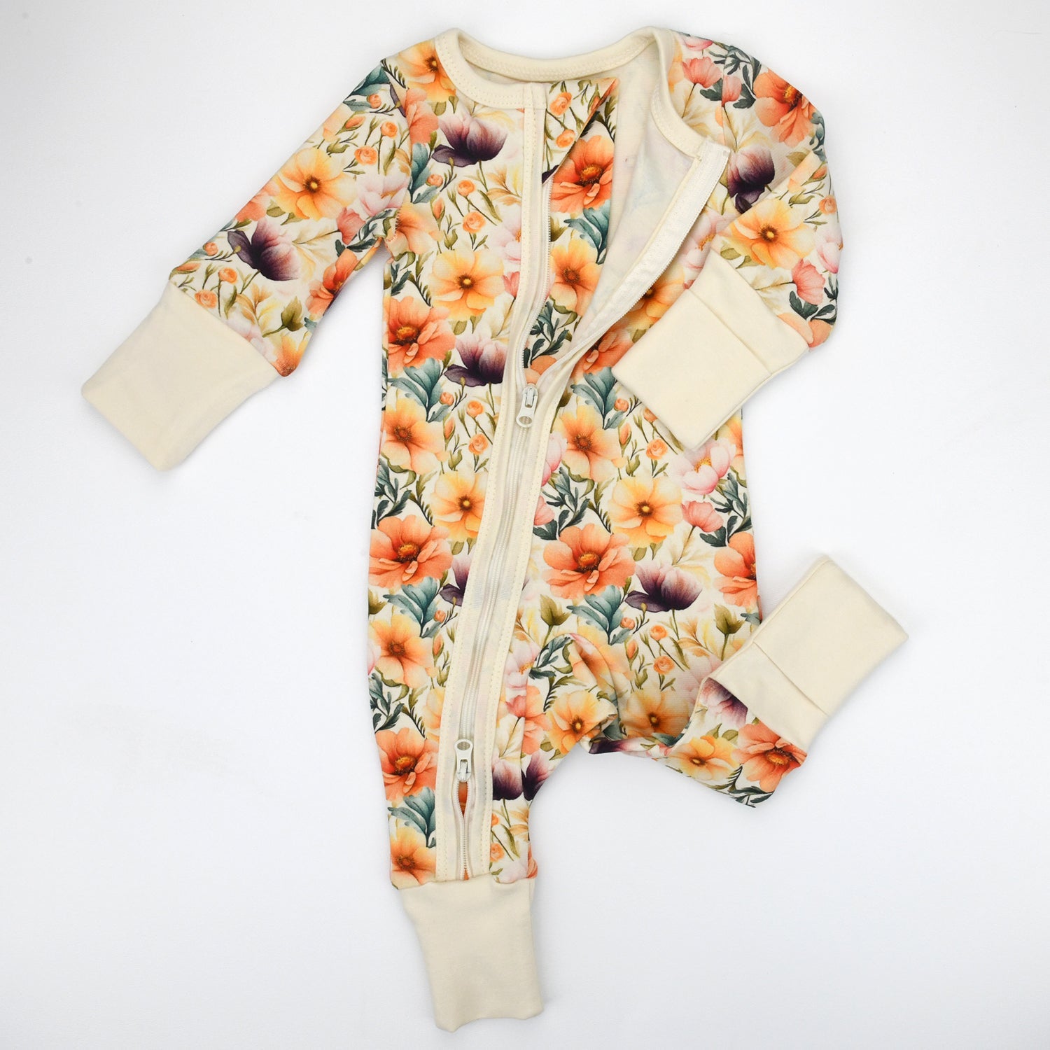 Organic Cotton Baby Pajamas 2-Way Zip Front Zipper Sleeper, Lilly