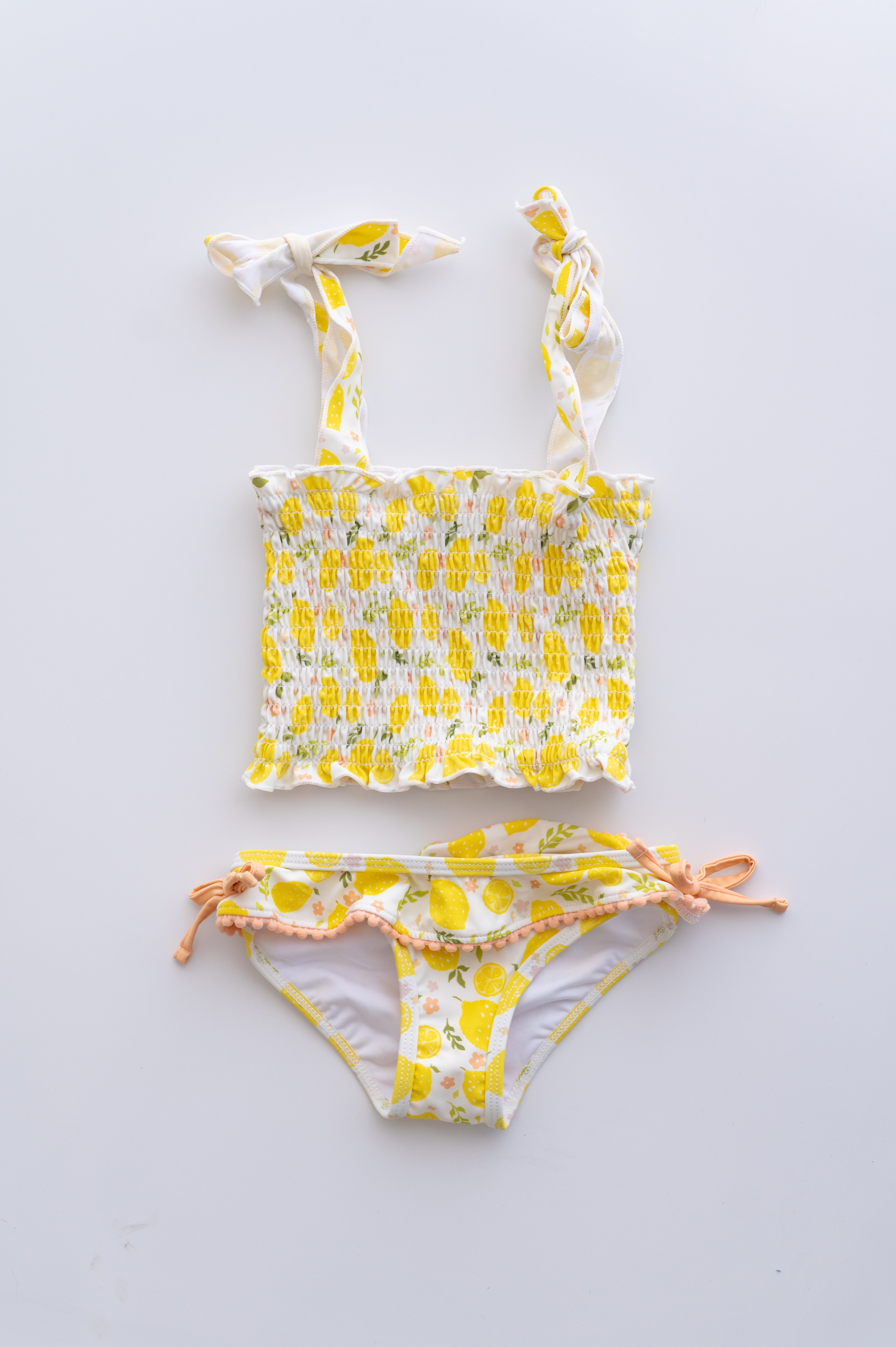 LEMON BLOSSOMS DREAM SMOCKED TANKINI TWO PIECE SWIM SUIT