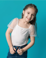 Maisie Puff Shoulder Leotard - White
