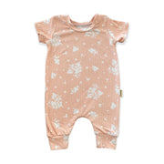 Minimal Floral Blush Ribbed Harem Romper