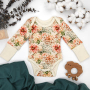 Organic Cotton Long Sleeve Baby Bodysuit, Mirabelle
