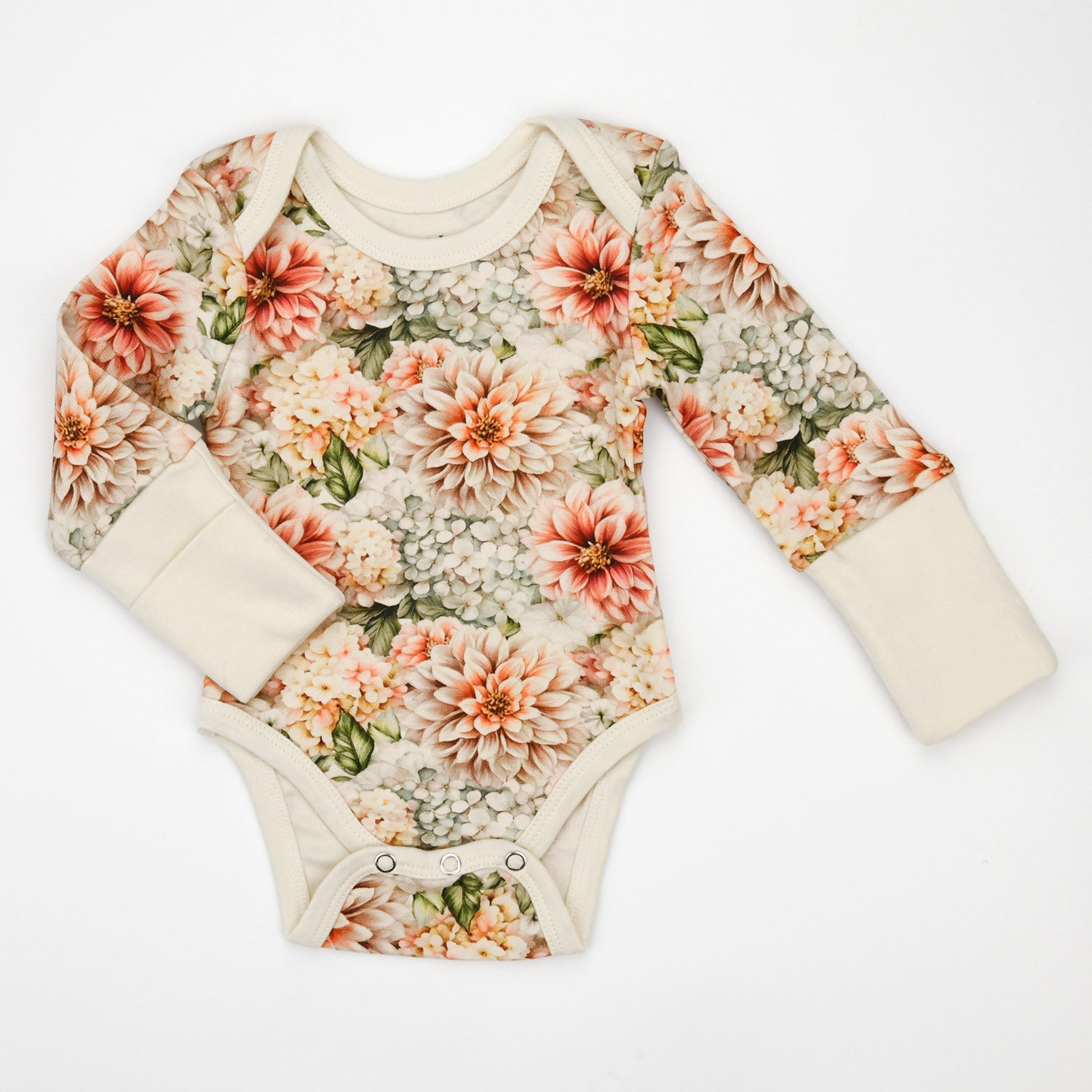 Organic Cotton Long Sleeve Baby Bodysuit, Mirabelle