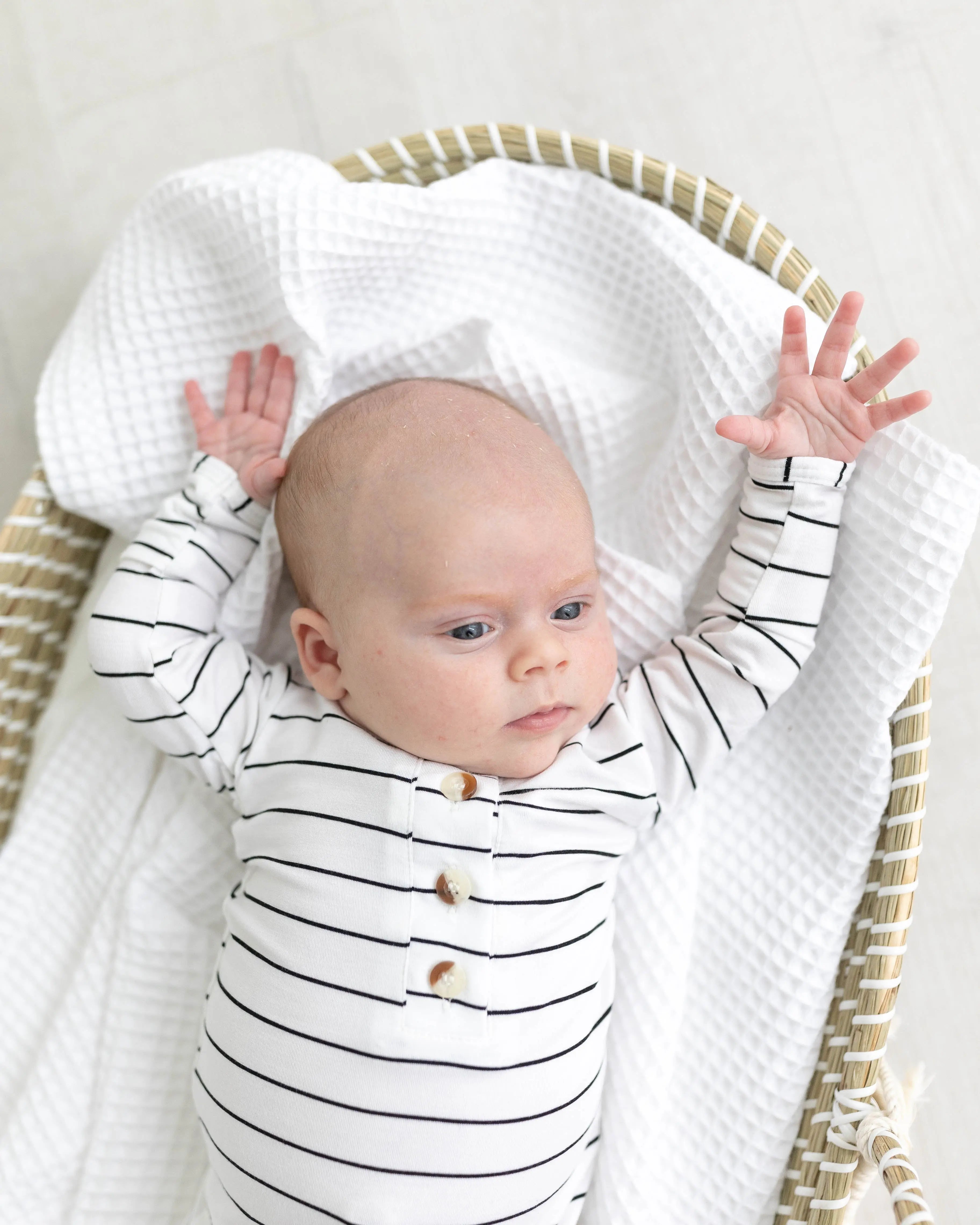 Knotted Baby Gown Set - Black Stripes (Newborn-3 months)