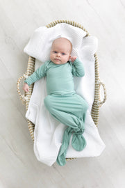 Newborn Knotted Baby Gown and Hat Set - Crew  - (Newborn-3 months) Mint, Navy Blue, Pink, Camel Brown