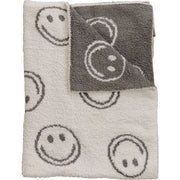 Charcoal Smiley Plush Blanket