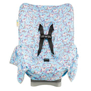 Niko Easy Wash Children's Car Seat Cover in 100% Cotton, Blue with Unicorn Print