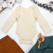 Organic Cotton Long Sleeve Baby Bodysuit, Natural