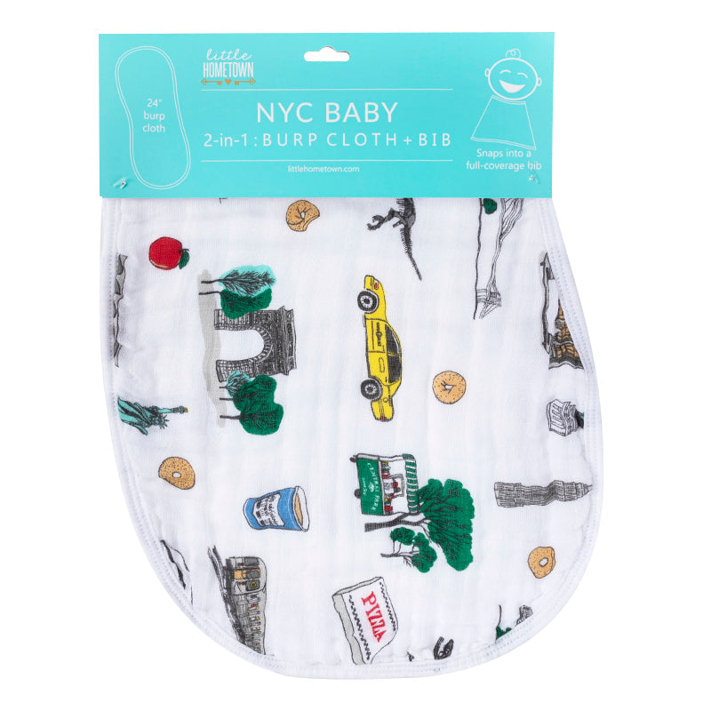 New York City Baby Gift Set: Muslin Swaddle & Bib | Organic Cotton