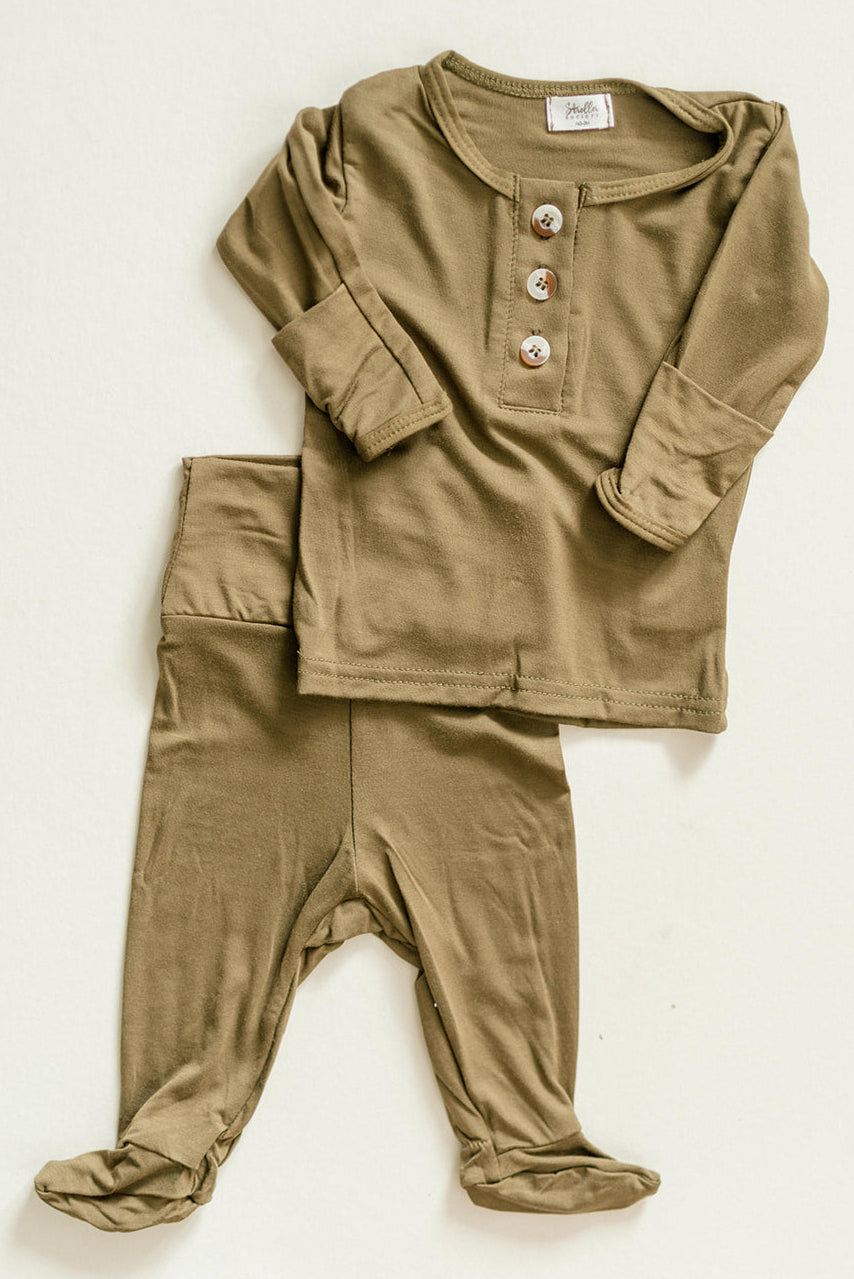 Newborn Boy Outfit Set - Army Green | Baby Boy Coming Home Outfit