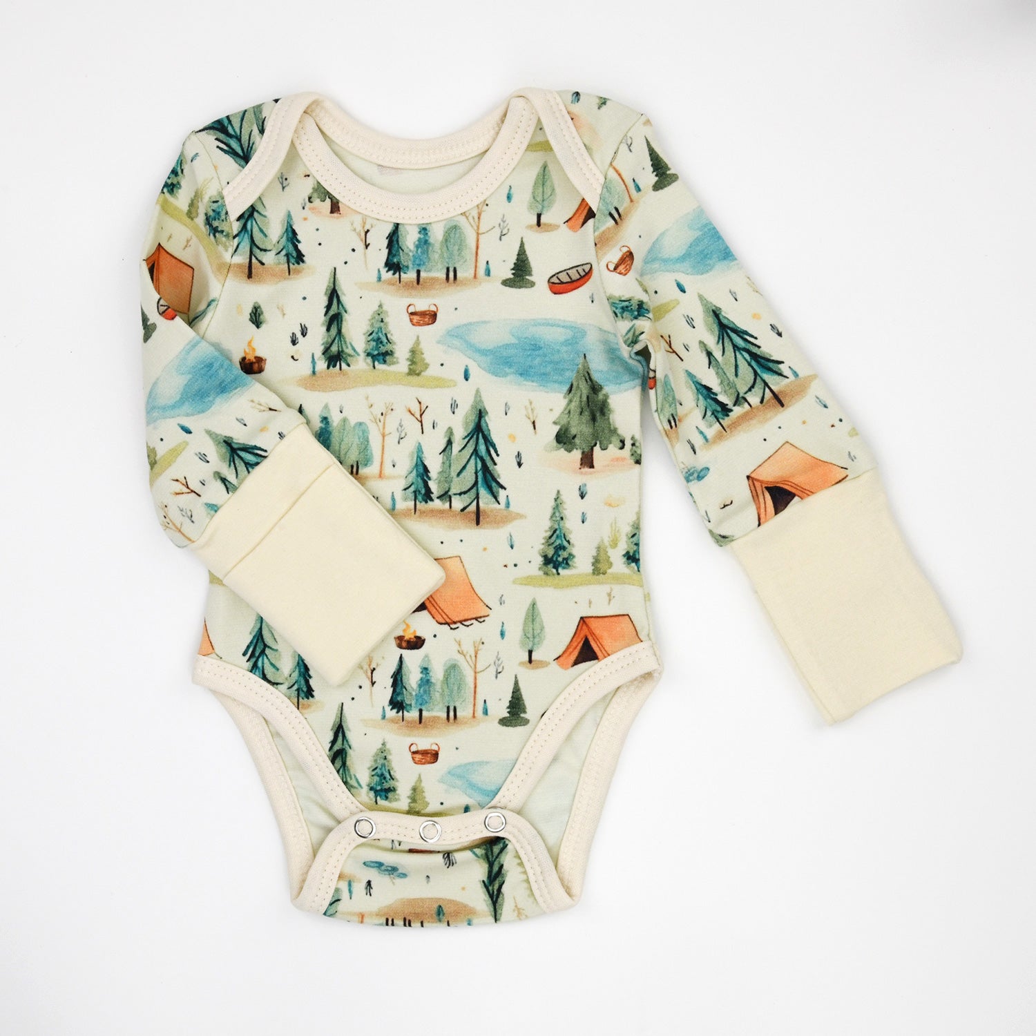 Organic Cotton Long Sleeve Baby Bodysuit, North