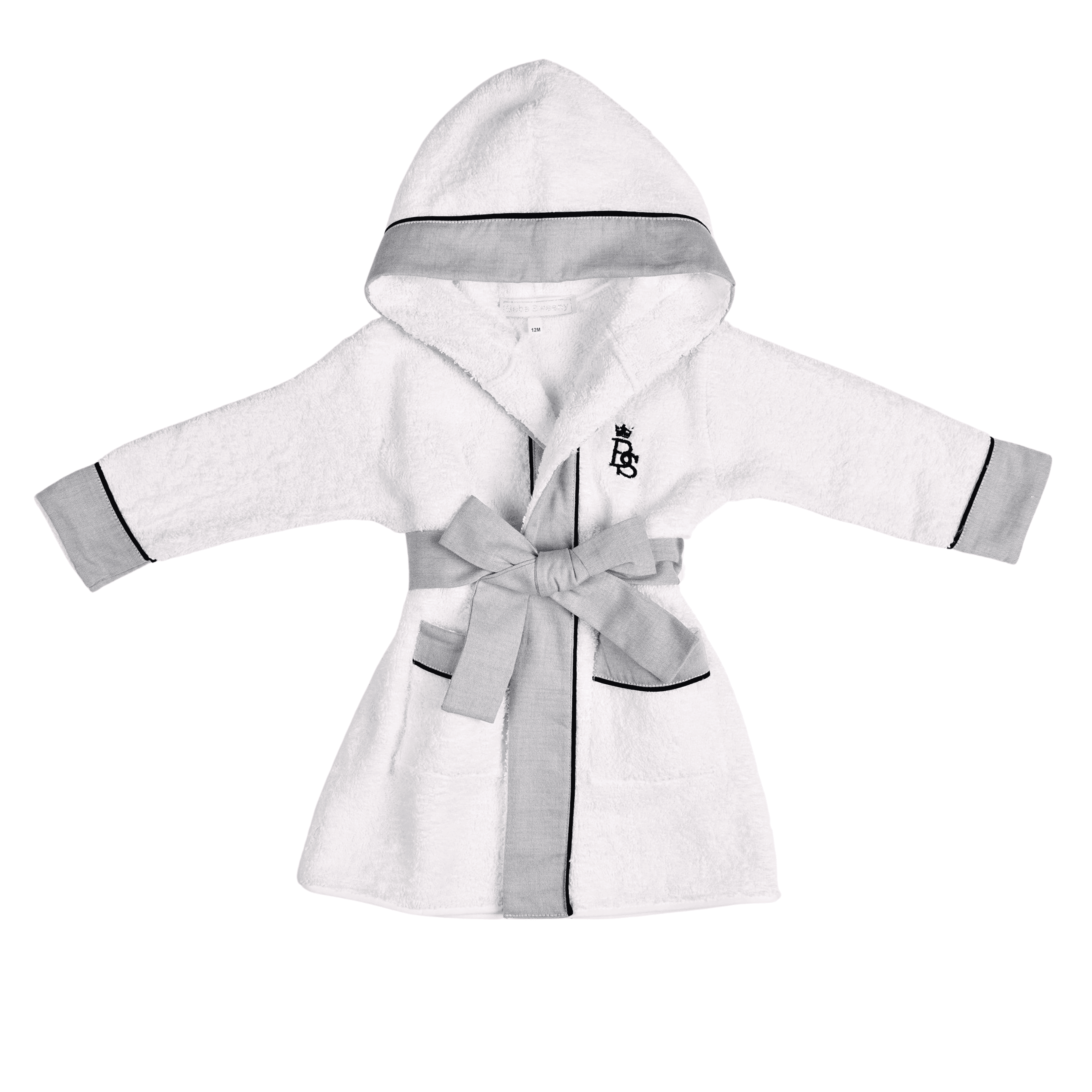 PETIT MARIN | Boys Grey & White Cotton Bathrobe