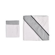 PETIT MARIN | Boys Grey & White Cotton Hooded Towel