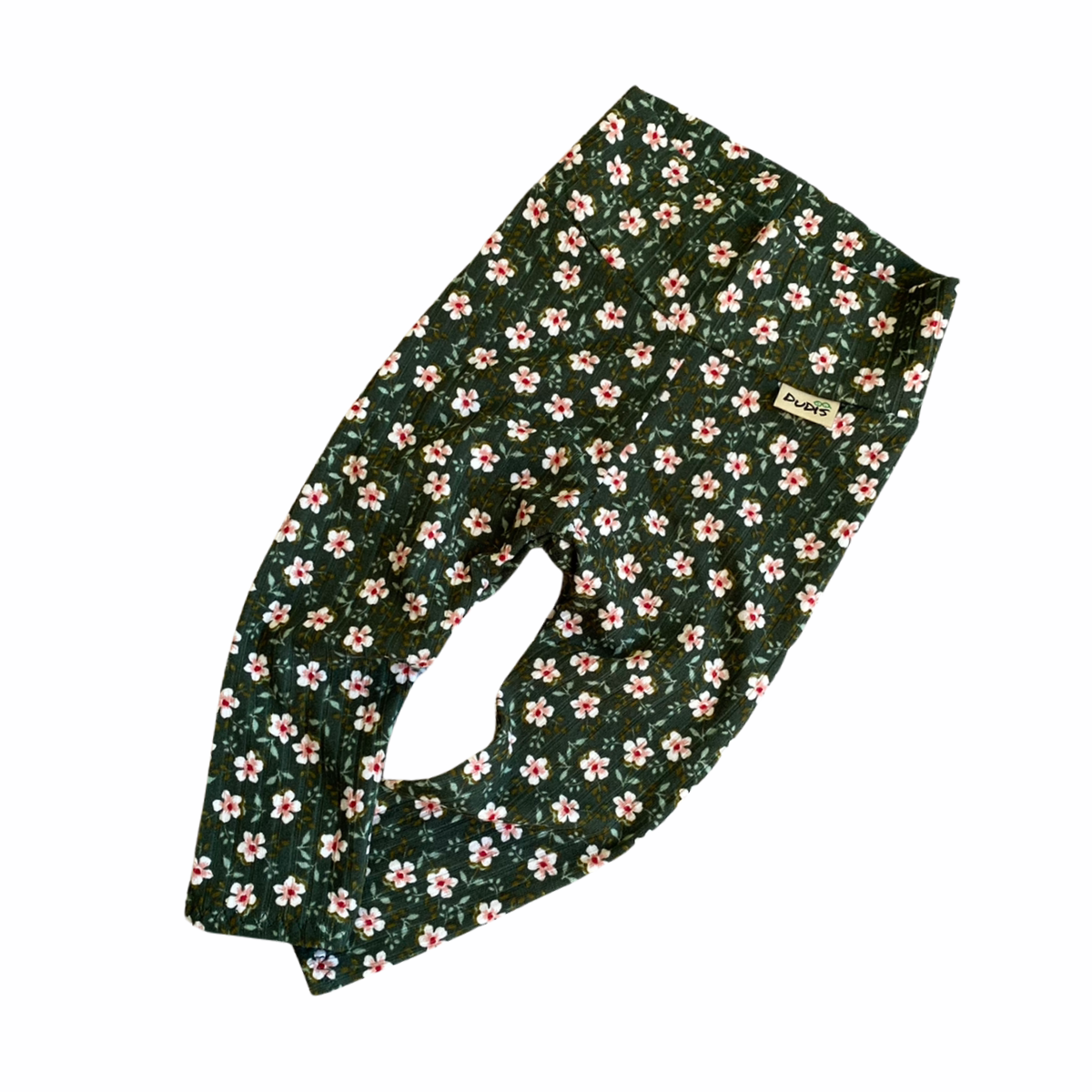 Dainty Floral Green Rib Leggings and/or Beanie Knot Hat