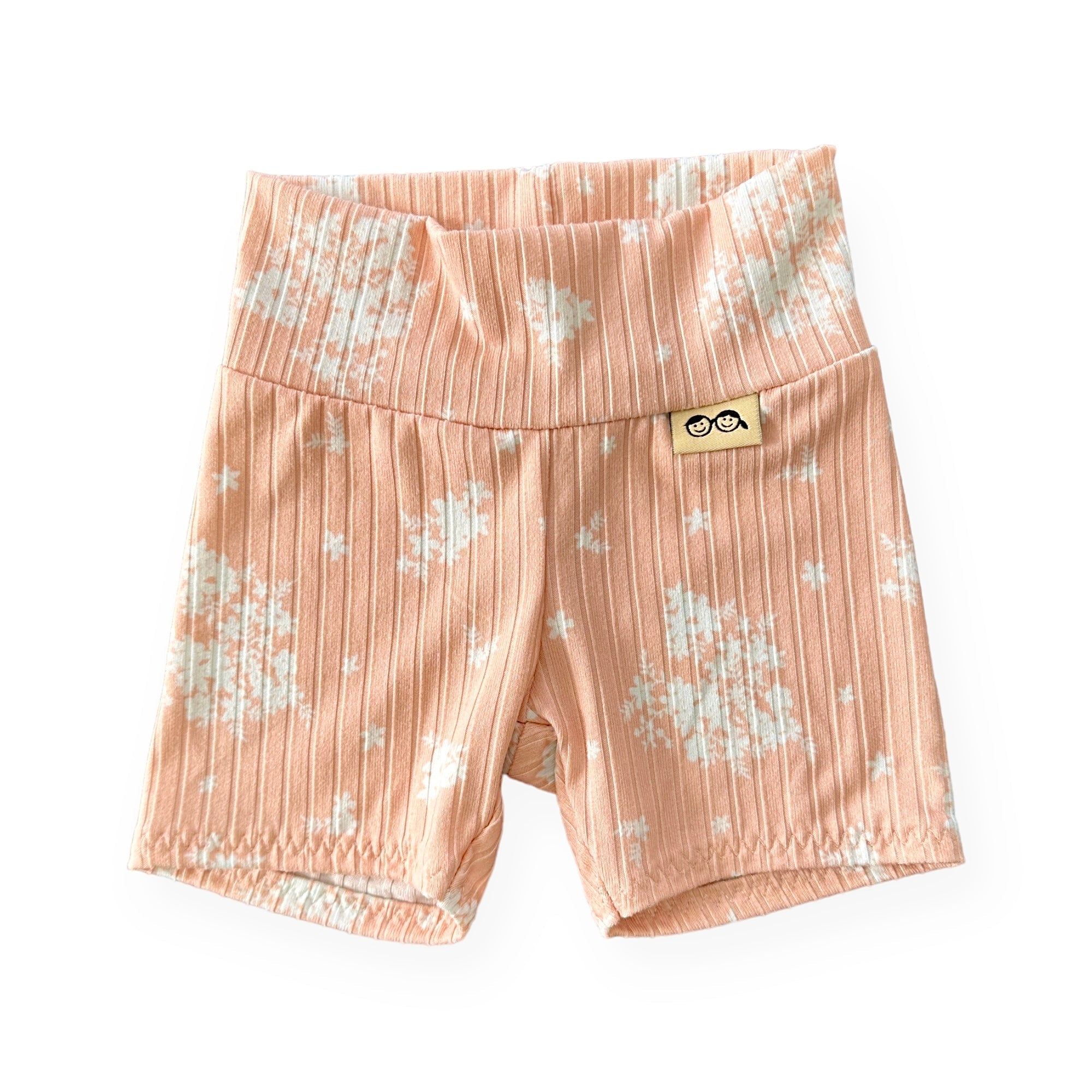 Minimal Floral Blush Ribbed Biker Shorts Lounge Set