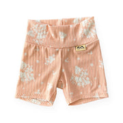 Minimal Floral Blush Ribbed Biker Shorts