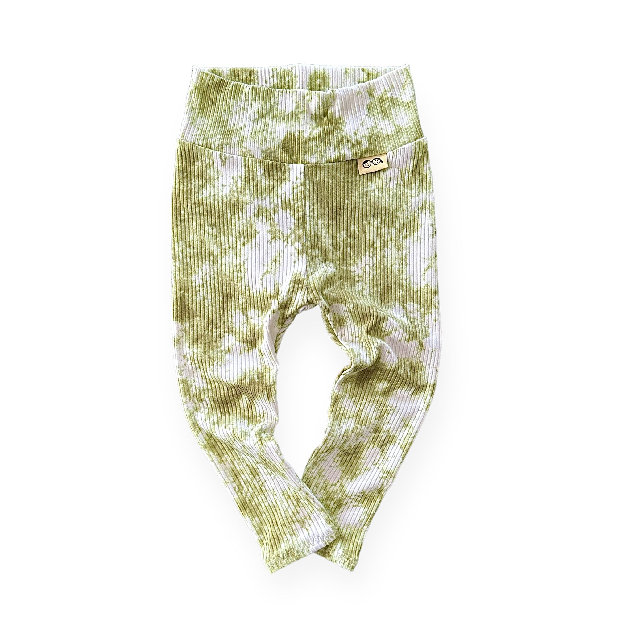 Olive Green Tie Dye Ribbed Leggings