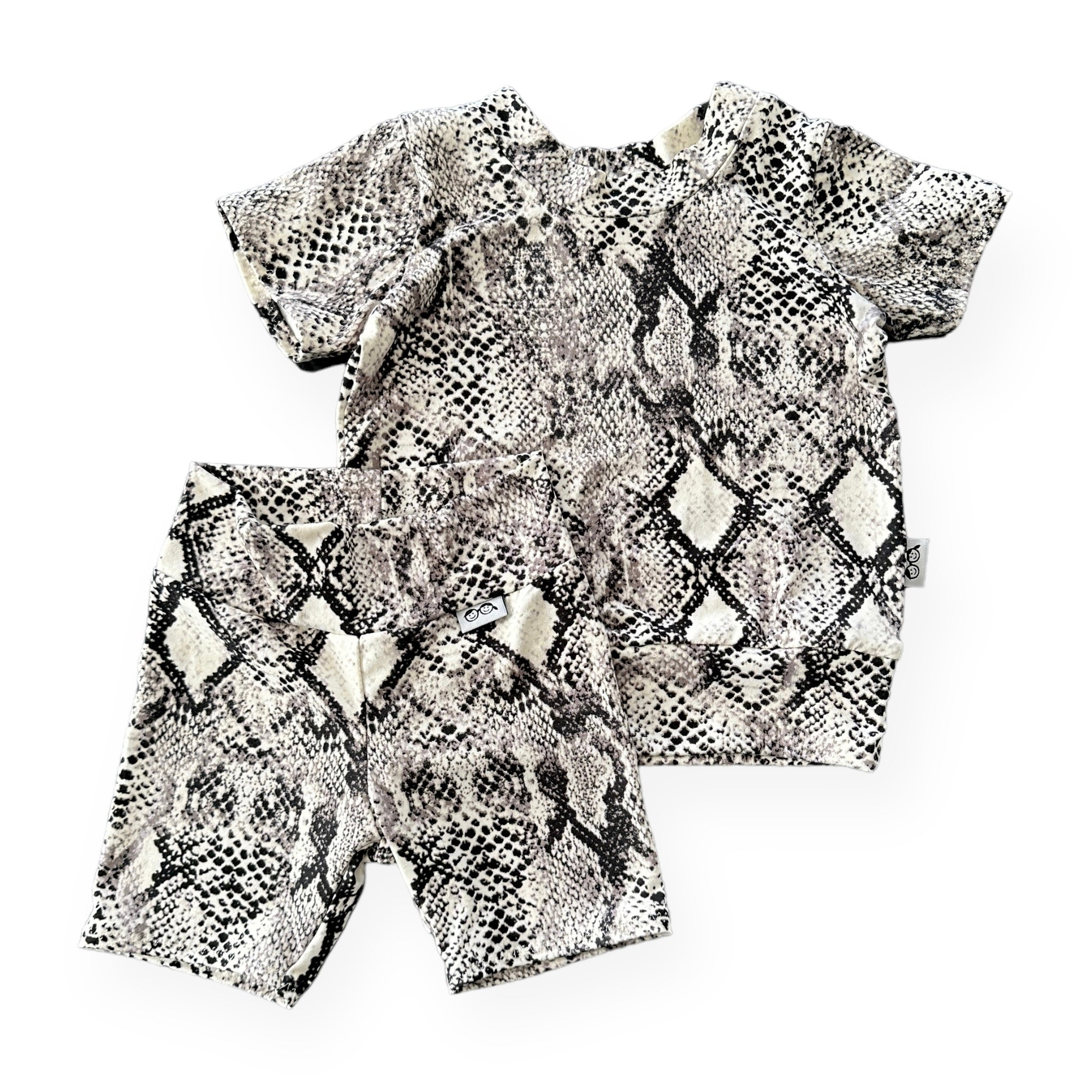 Grey Snake Print Biker Shorts Lounge Set