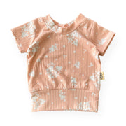 Minimal Floral Blush Ribbed Summer Lounge Top