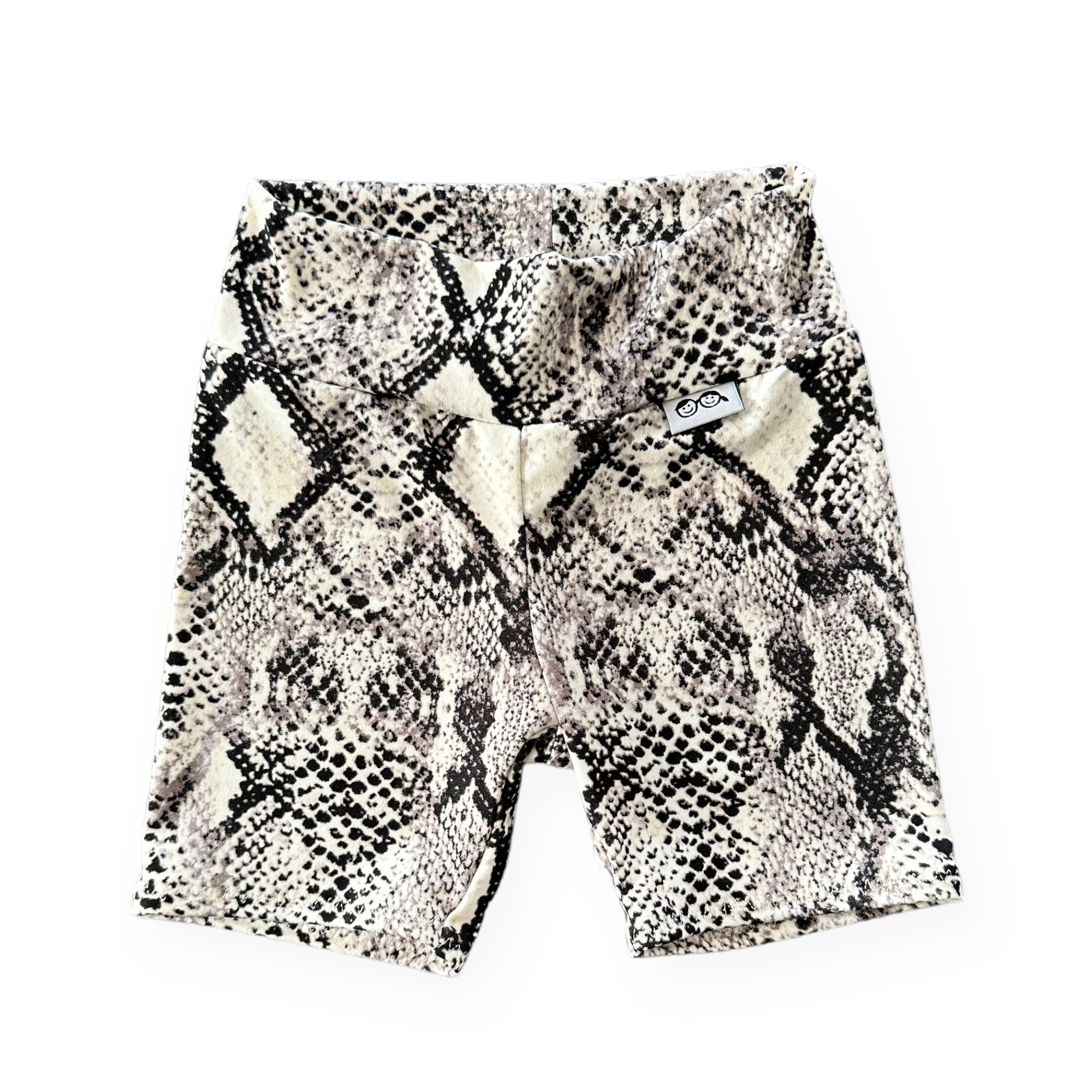 Grey Snake Print Biker Shorts