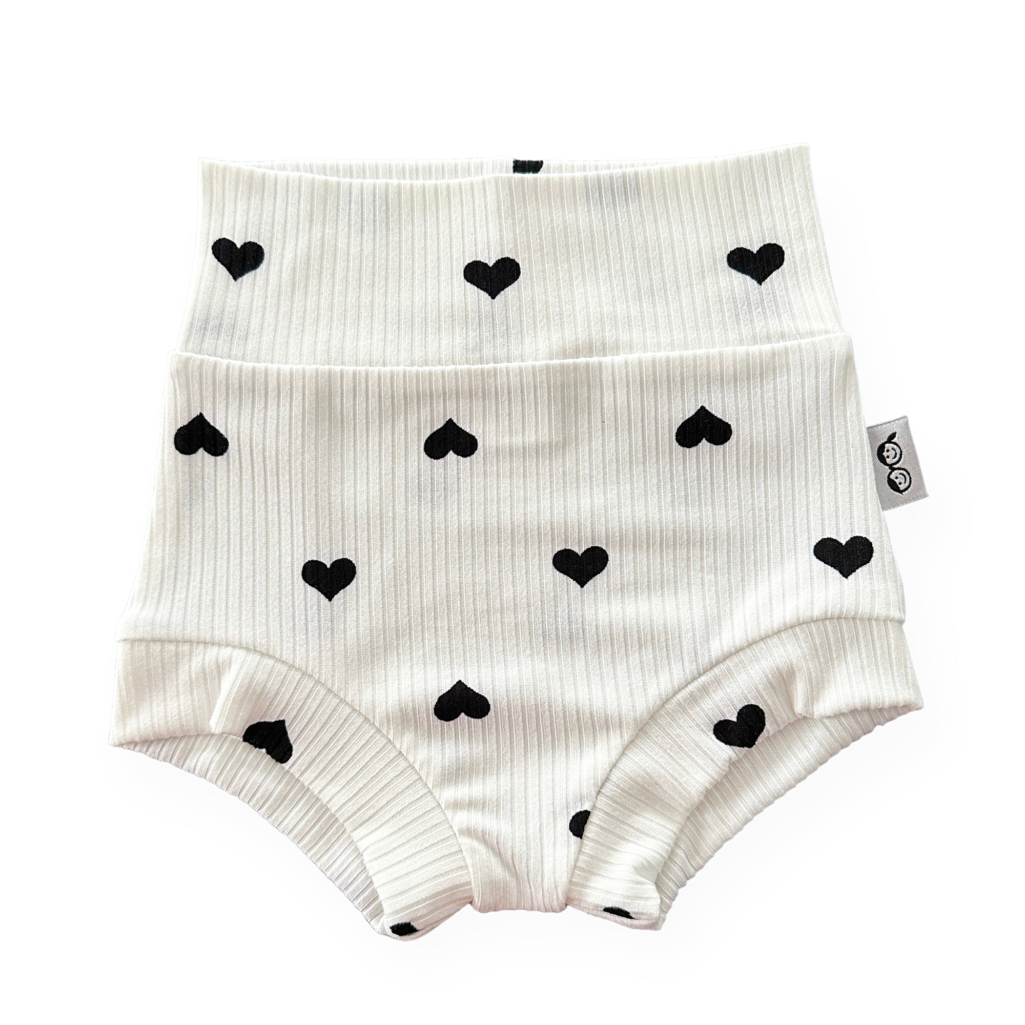 Flipped Black Hearts on White Ribbed Summer Lounge Set