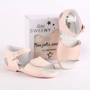 Girls Pink Leather Walker Sandals