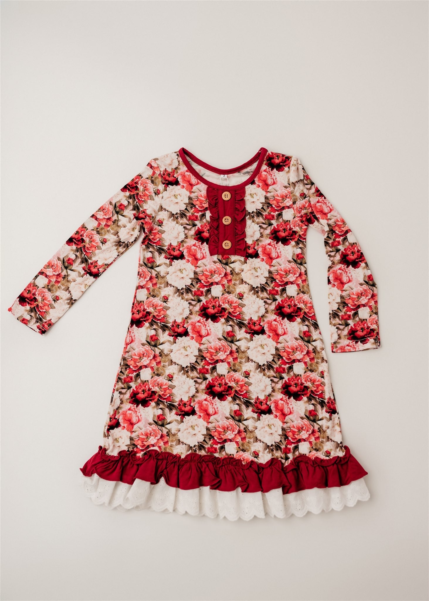 Crimson Bloom | Ruffle Toddler Gown