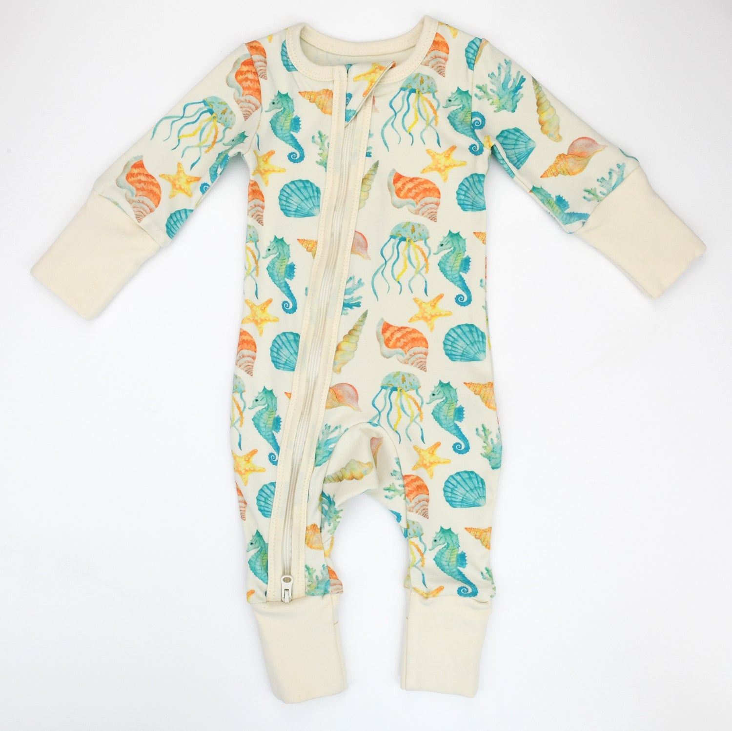 Organic Cotton Baby Pajamas 2-Way Zip Front Zipper Sleeper, Reef